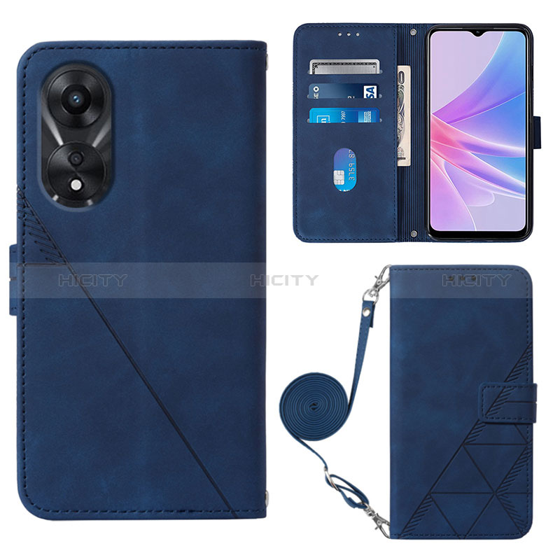 Coque Portefeuille Livre Cuir Etui Clapet YB3 pour Oppo A58 5G Bleu Plus