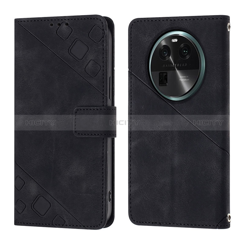 Coque Portefeuille Livre Cuir Etui Clapet YB3 pour Oppo Find X6 5G Noir Plus