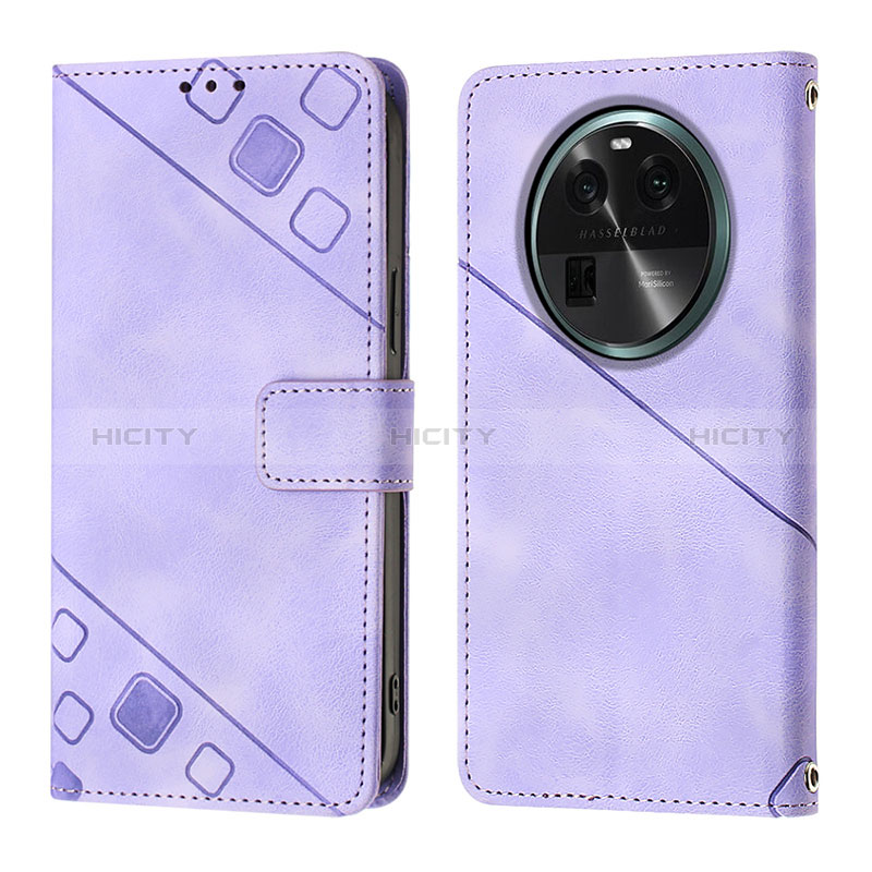 Coque Portefeuille Livre Cuir Etui Clapet YB3 pour Oppo Find X6 5G Violet Plus