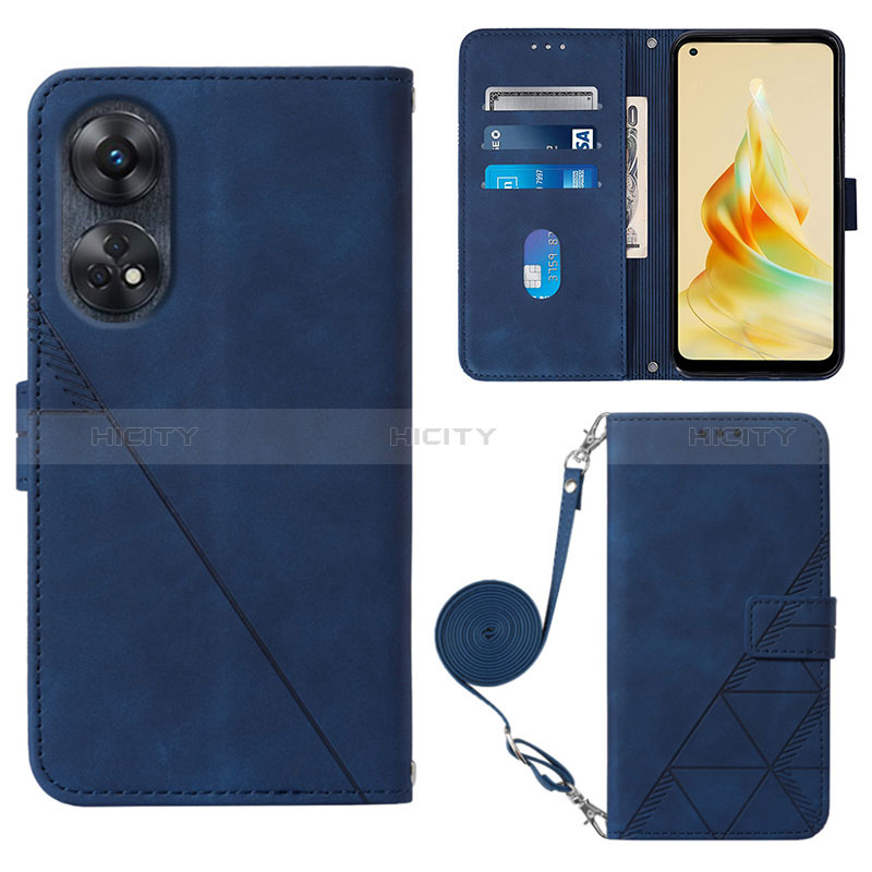 Coque Portefeuille Livre Cuir Etui Clapet YB3 pour Oppo Reno8 T 4G Bleu Plus