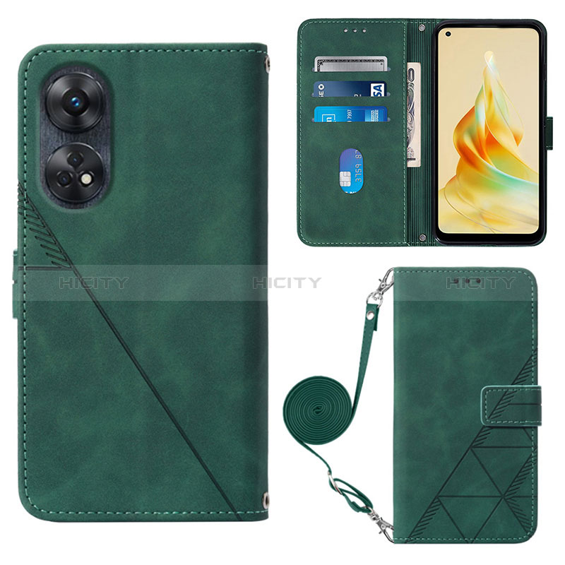 Coque Portefeuille Livre Cuir Etui Clapet YB3 pour Oppo Reno8 T 4G Vert Plus