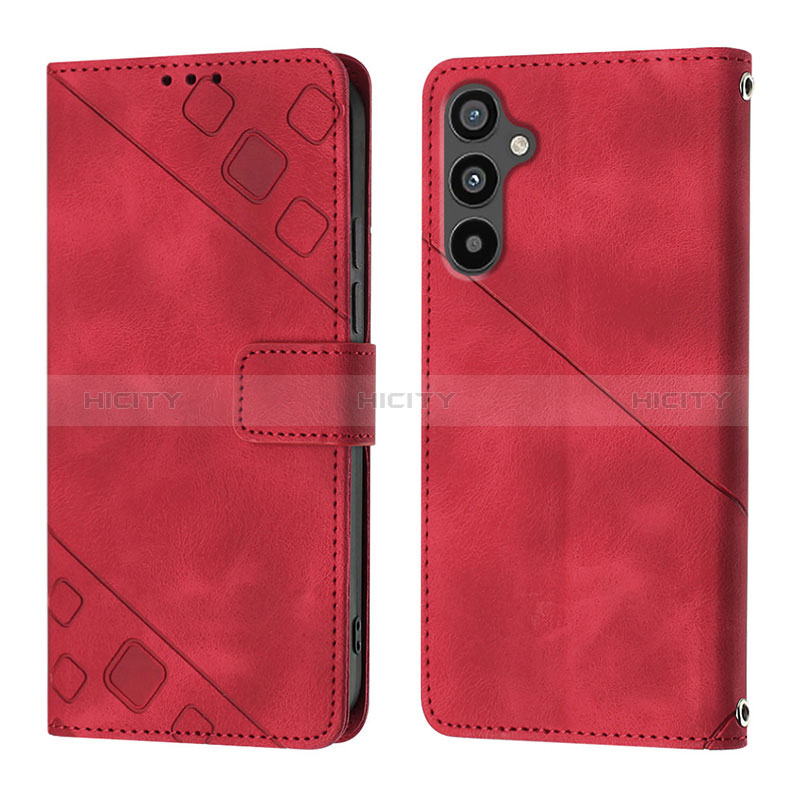 Coque Portefeuille Livre Cuir Etui Clapet YB3 pour Samsung Galaxy A34 5G Rouge Plus