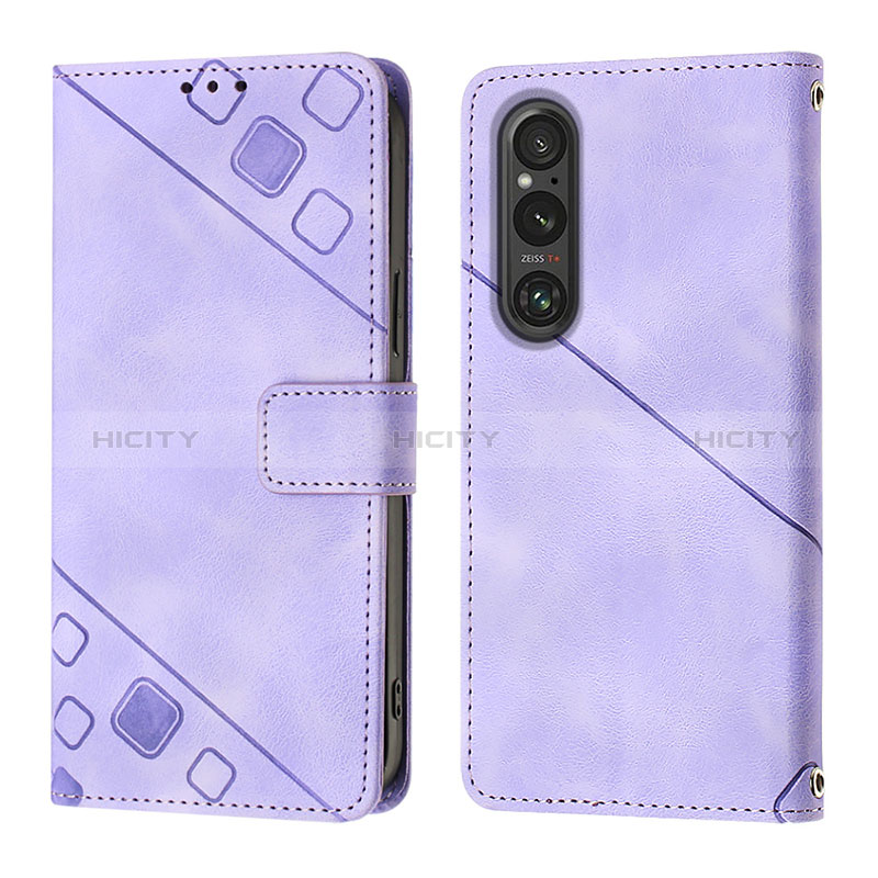 Coque Portefeuille Livre Cuir Etui Clapet YB3 pour Sony Xperia 1 V Violet Plus