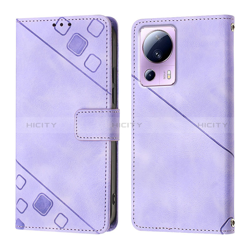 Coque Portefeuille Livre Cuir Etui Clapet YB3 pour Xiaomi Mi 13 Lite 5G Violet Plus