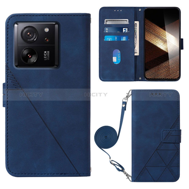 Coque Portefeuille Livre Cuir Etui Clapet YB3 pour Xiaomi Mi 13T 5G Bleu Plus