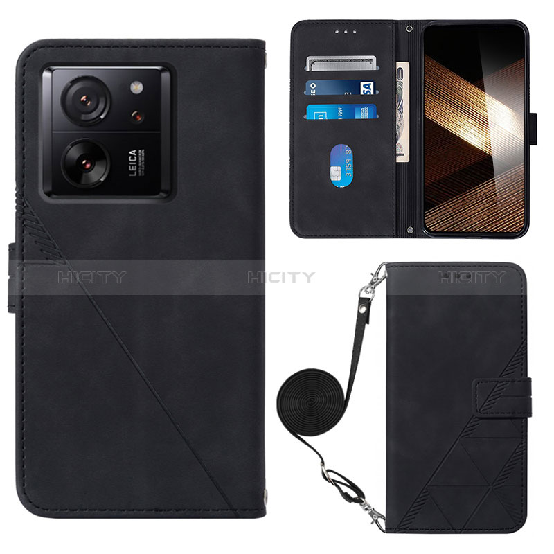 Coque Portefeuille Livre Cuir Etui Clapet YB3 pour Xiaomi Mi 13T 5G Noir Plus