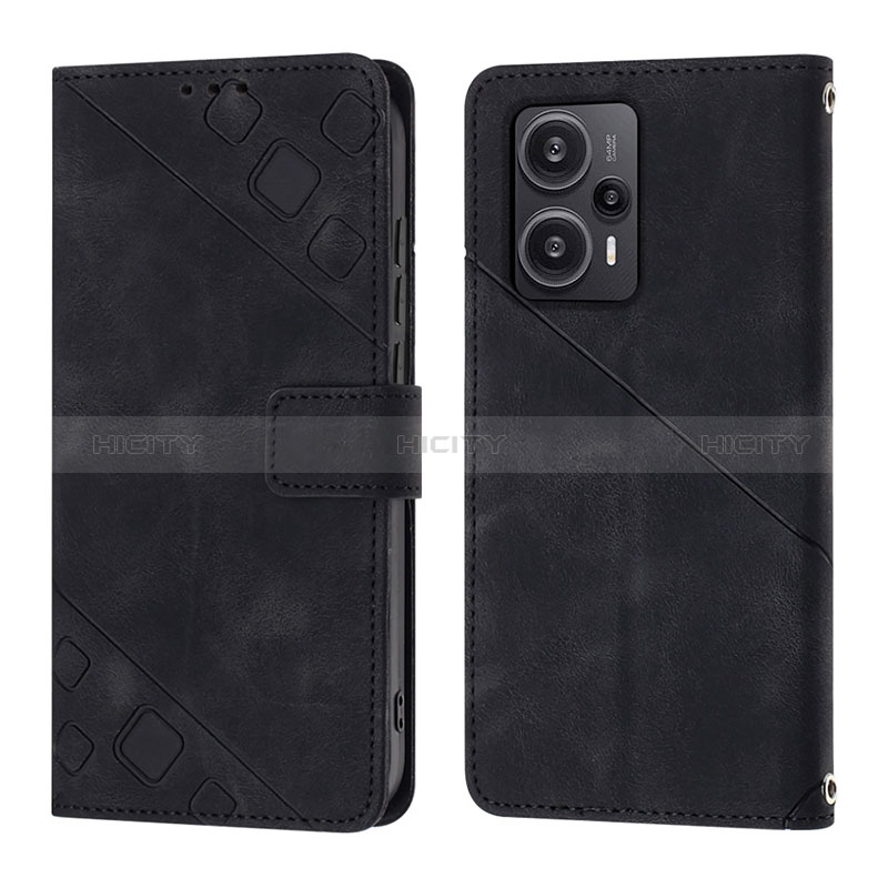 Coque Portefeuille Livre Cuir Etui Clapet YB3 pour Xiaomi Poco F5 5G Noir Plus