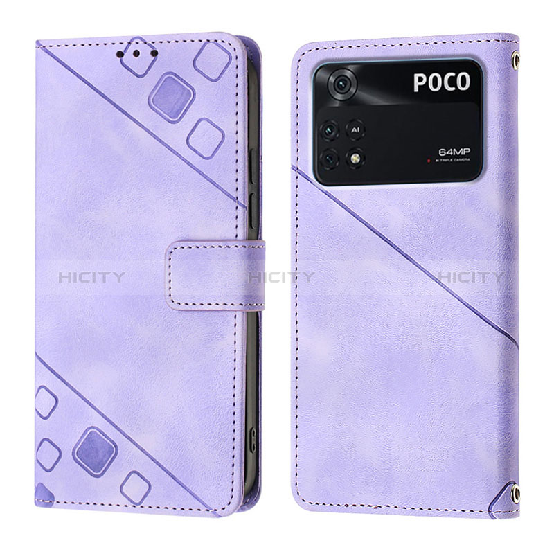 Coque Portefeuille Livre Cuir Etui Clapet YB3 pour Xiaomi Poco M4 Pro 4G Violet Plus