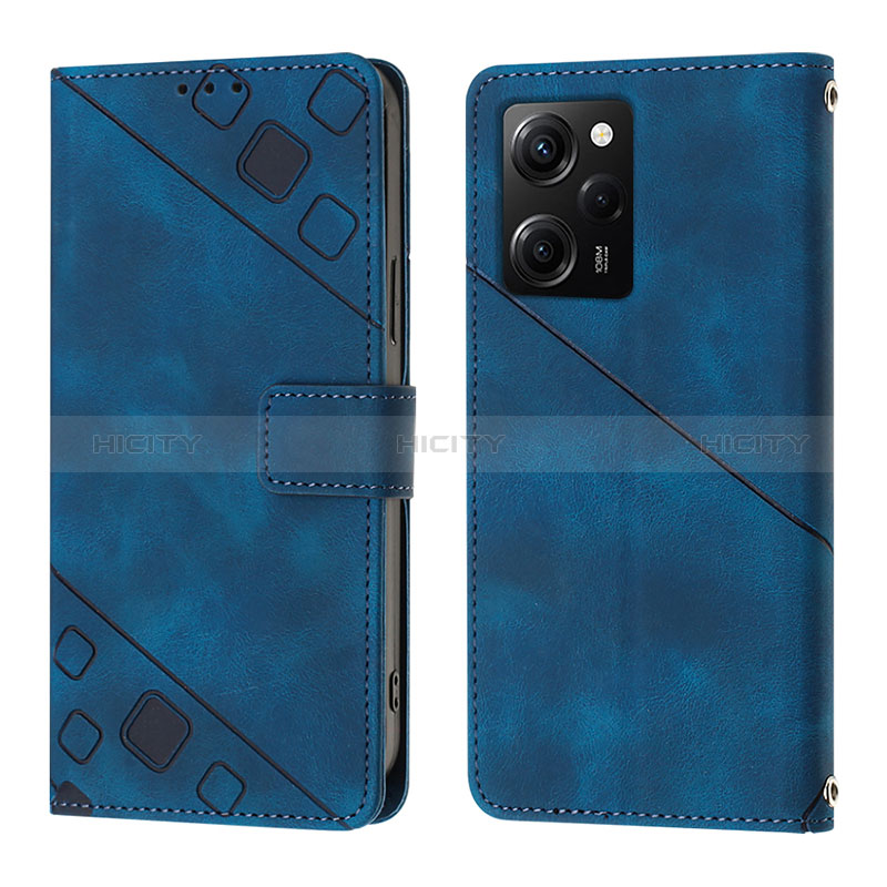 Coque Portefeuille Livre Cuir Etui Clapet YB3 pour Xiaomi Poco X5 Pro 5G Bleu Plus