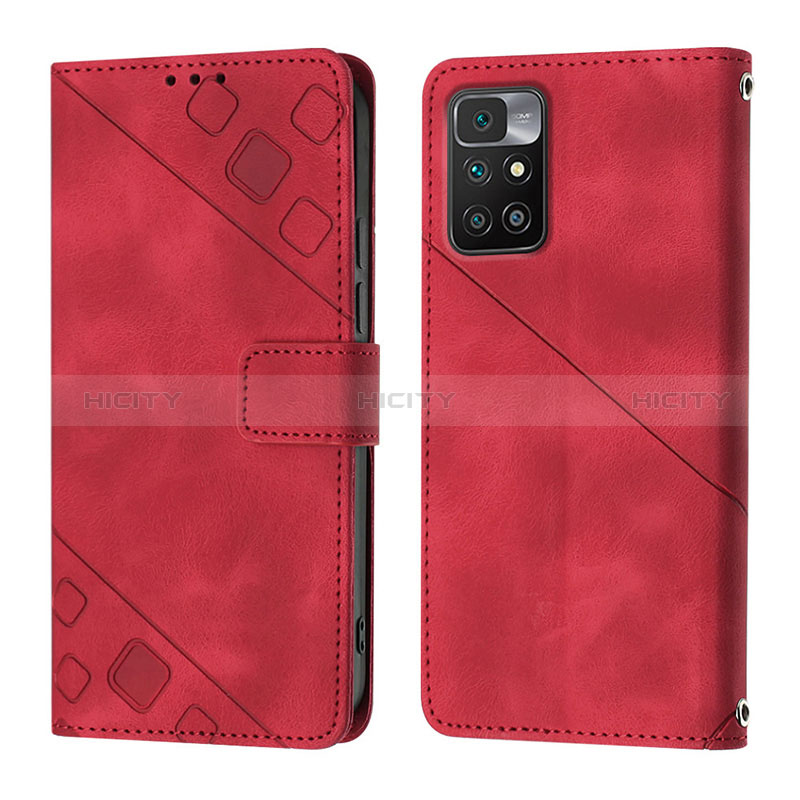 Coque Portefeuille Livre Cuir Etui Clapet YB3 pour Xiaomi Redmi 10 Prime Rouge Plus