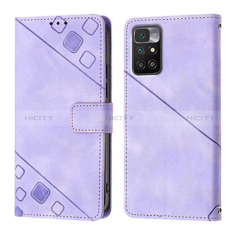 Coque Portefeuille Livre Cuir Etui Clapet YB3 pour Xiaomi Redmi 10 Prime Violet Plus