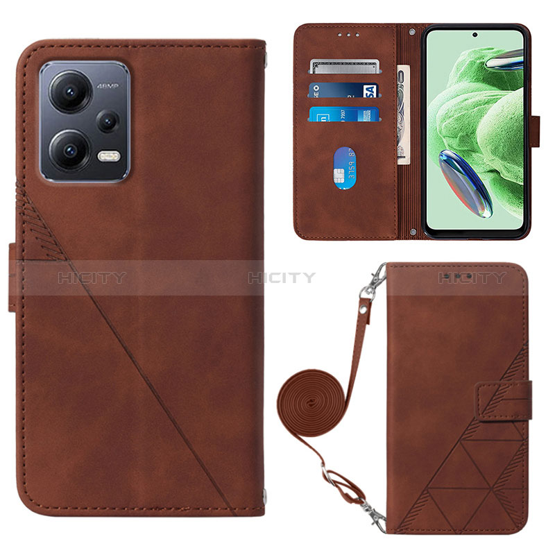 Coque Portefeuille Livre Cuir Etui Clapet YB3 pour Xiaomi Redmi Note 12 5G Marron Plus