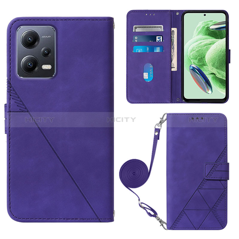 Coque Portefeuille Livre Cuir Etui Clapet YB3 pour Xiaomi Redmi Note 12 5G Violet Plus