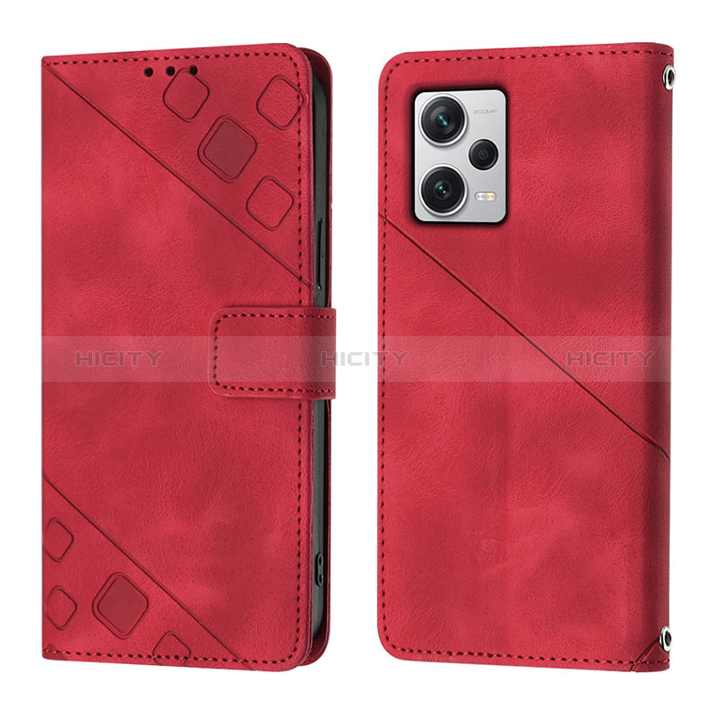 Coque Portefeuille Livre Cuir Etui Clapet YB3 pour Xiaomi Redmi Note 12 Pro+ Plus 5G Rouge Plus