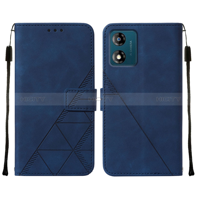 Coque Portefeuille Livre Cuir Etui Clapet YB4 pour Motorola Moto E13 Bleu Plus