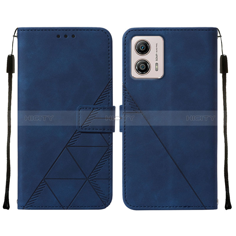 Coque Portefeuille Livre Cuir Etui Clapet YB4 pour Motorola Moto G53y 5G Bleu Plus