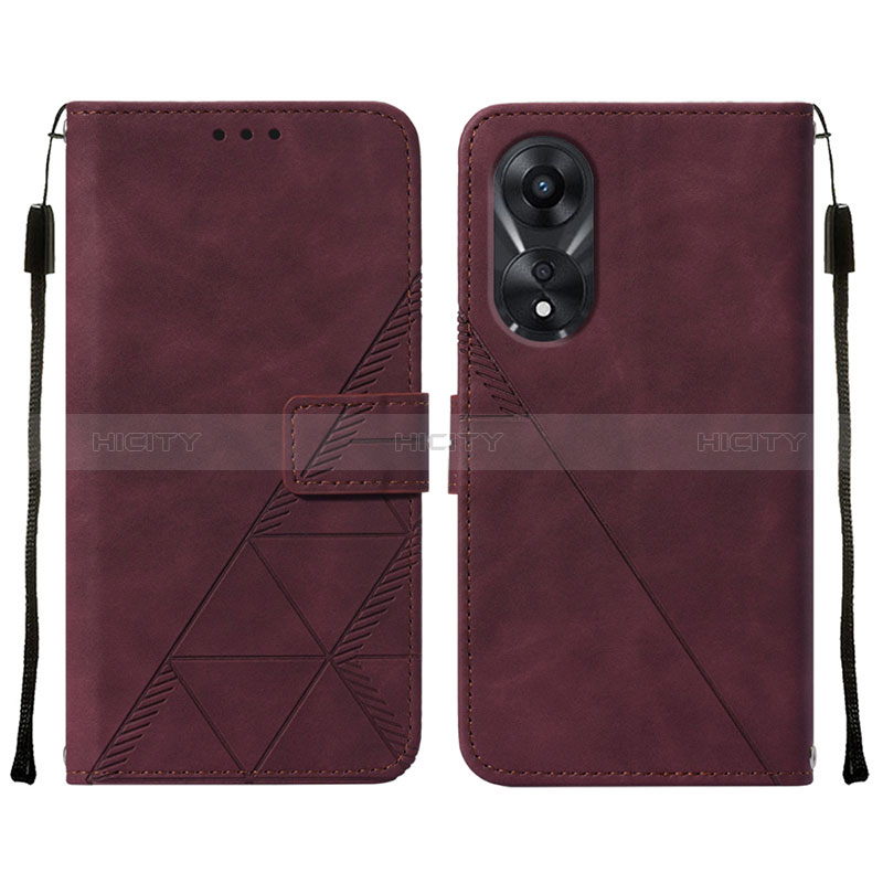 Coque Portefeuille Livre Cuir Etui Clapet YB4 pour Oppo A58 5G Rouge Plus