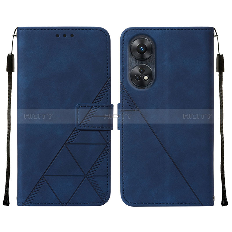 Coque Portefeuille Livre Cuir Etui Clapet YB4 pour Oppo Reno8 T 4G Bleu Plus