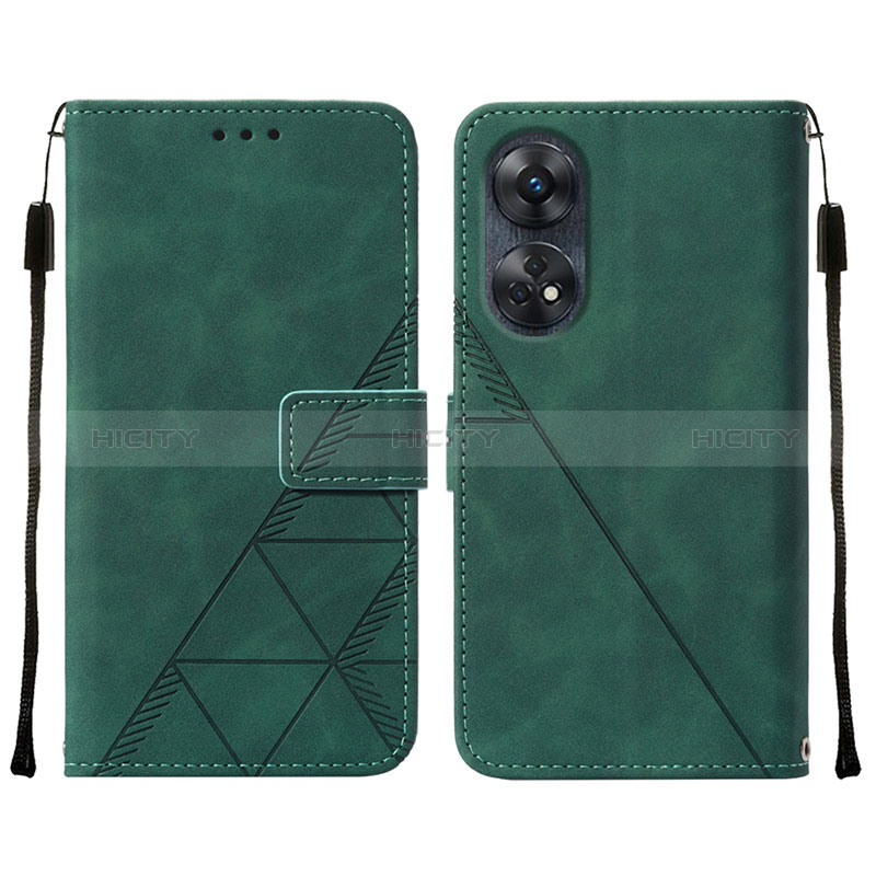 Coque Portefeuille Livre Cuir Etui Clapet YB4 pour Oppo Reno8 T 4G Vert Plus