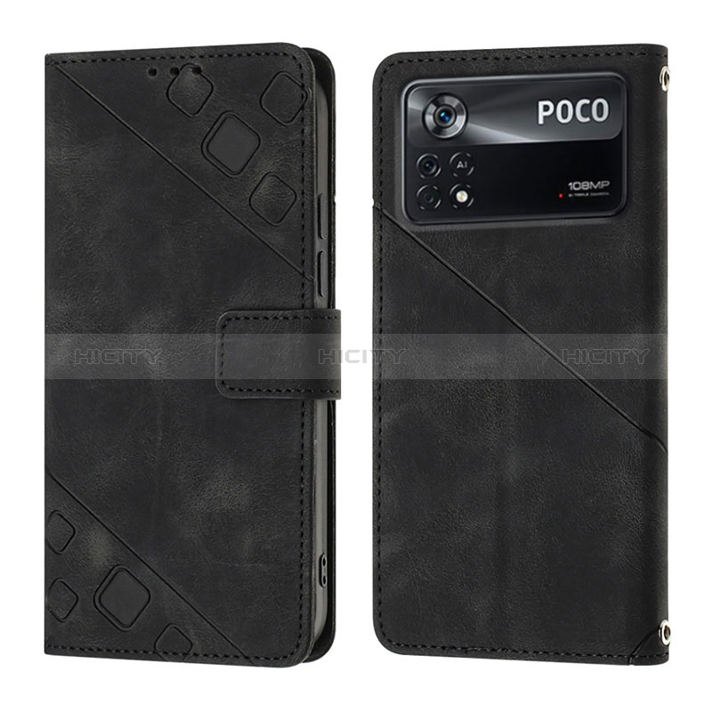 Coque Portefeuille Livre Cuir Etui Clapet YB4 pour Xiaomi Poco X4 Pro 5G Noir Plus