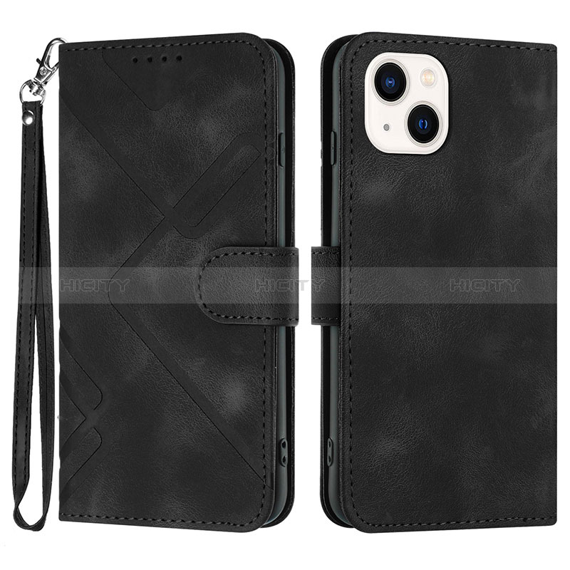 Coque Portefeuille Livre Cuir Etui Clapet YX1 pour Apple iPhone 13 Noir Plus