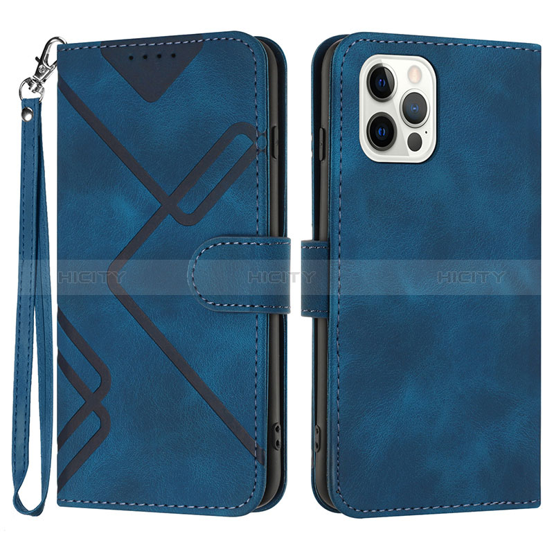 Coque Portefeuille Livre Cuir Etui Clapet YX1 pour Apple iPhone 13 Pro Bleu Plus