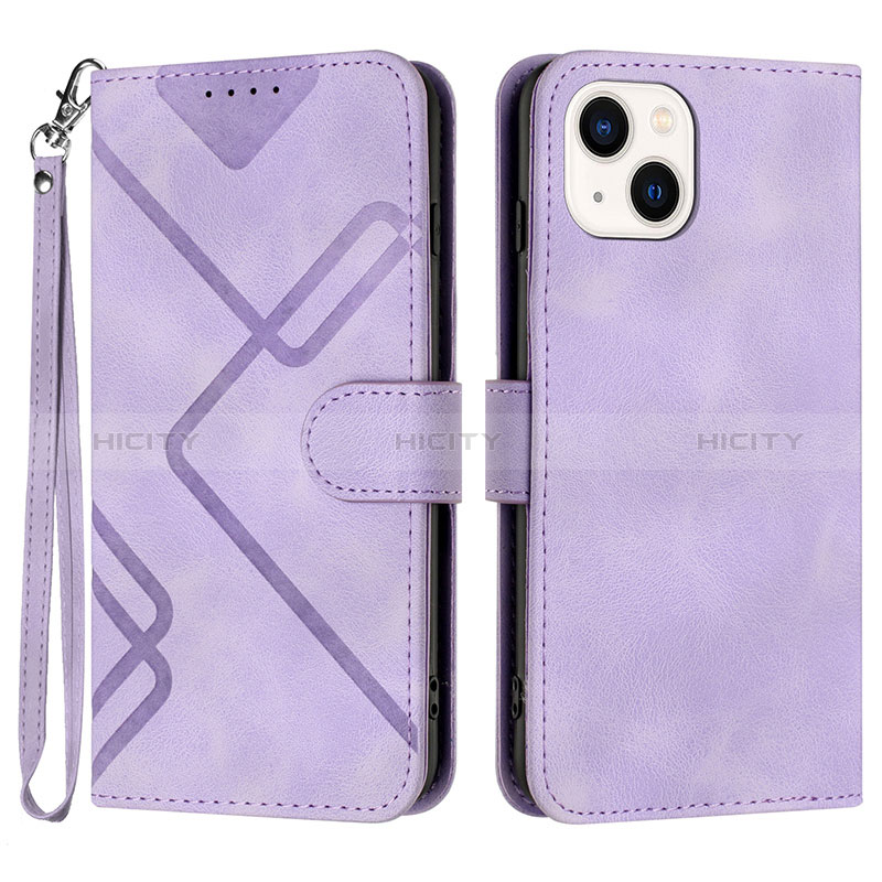 Coque Portefeuille Livre Cuir Etui Clapet YX1 pour Apple iPhone 13 Violet Clair Plus