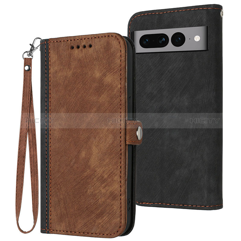 Coque Portefeuille Livre Cuir Etui Clapet YX1 pour Google Pixel 7 Pro 5G Marron Plus