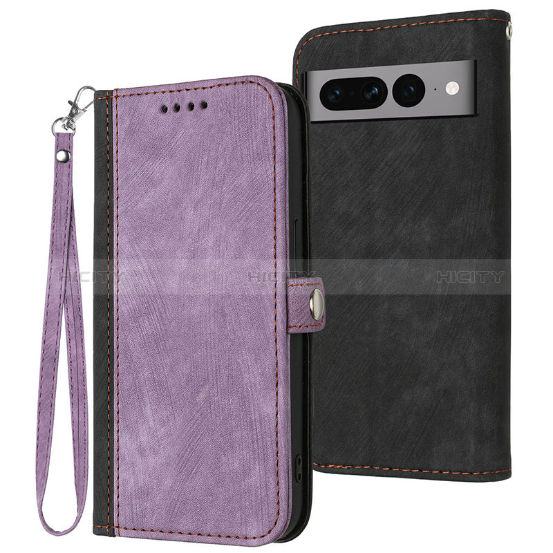 Coque Portefeuille Livre Cuir Etui Clapet YX1 pour Google Pixel 7 Pro 5G Violet Plus