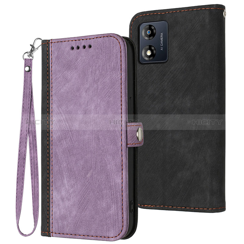 Coque Portefeuille Livre Cuir Etui Clapet YX1 pour Motorola Moto E13 Violet Plus