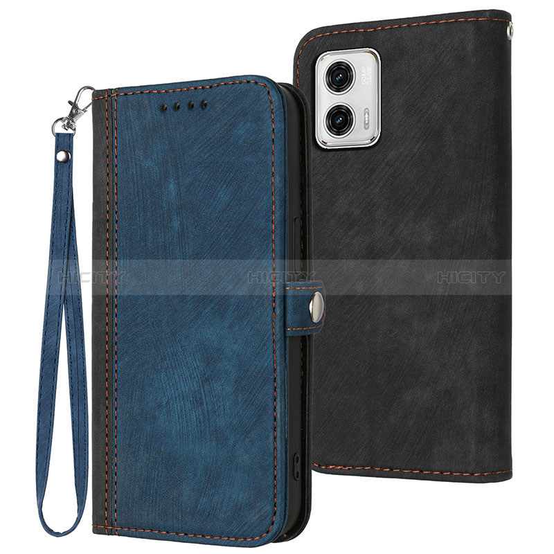 Coque Portefeuille Livre Cuir Etui Clapet YX1 pour Motorola Moto G53 5G Bleu Plus