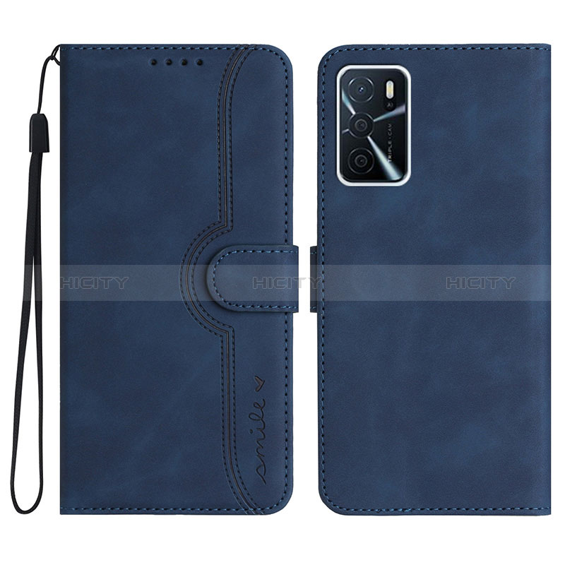 Coque Portefeuille Livre Cuir Etui Clapet YX1 pour Oppo A54s Bleu Plus