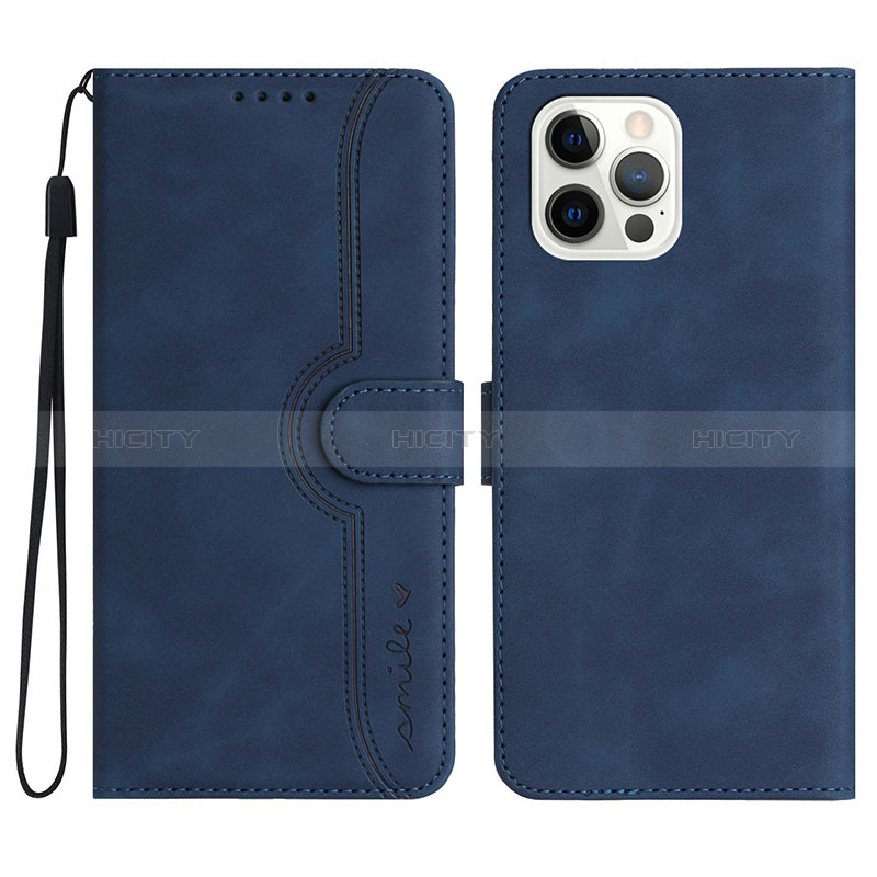 Coque Portefeuille Livre Cuir Etui Clapet YX2 pour Apple iPhone 13 Pro Bleu Plus