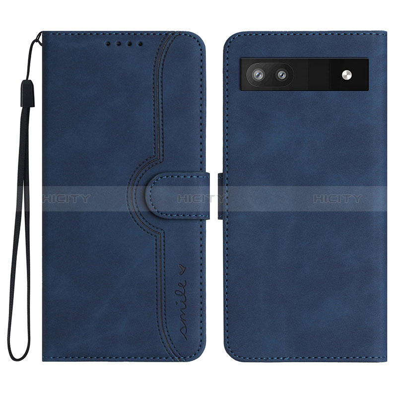 Coque Portefeuille Livre Cuir Etui Clapet YX2 pour Google Pixel 6a 5G Bleu Plus