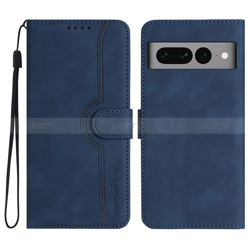 Coque Portefeuille Livre Cuir Etui Clapet YX2 pour Google Pixel 7 Pro 5G Bleu Plus