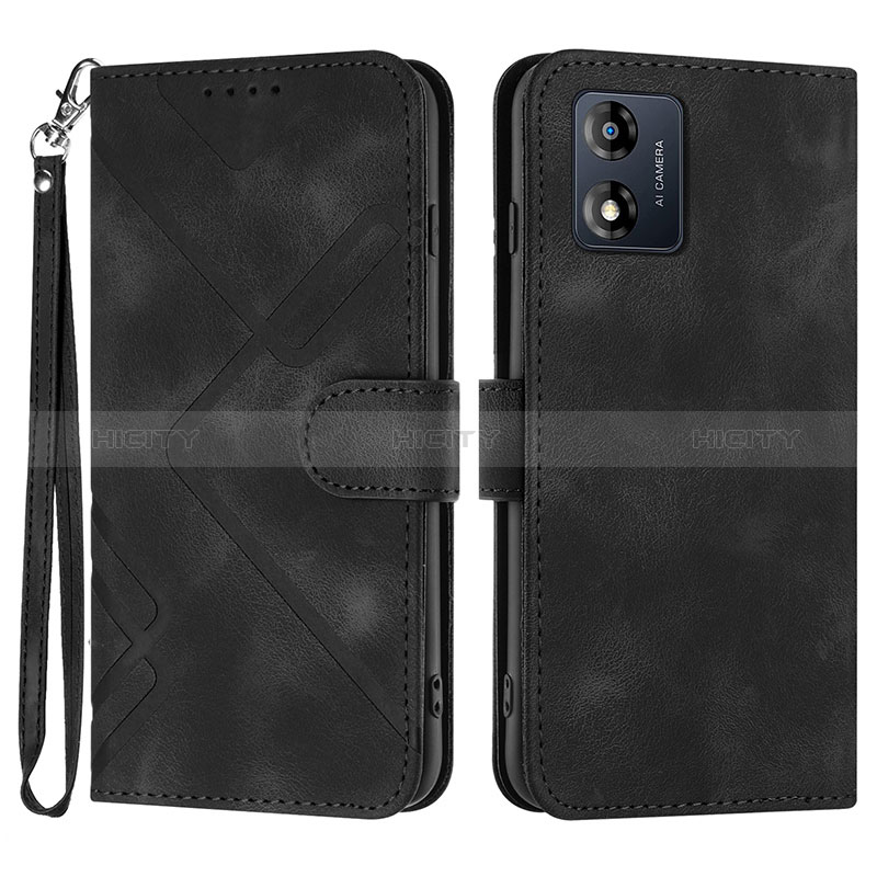 Coque Portefeuille Livre Cuir Etui Clapet YX2 pour Motorola Moto E13 Noir Plus