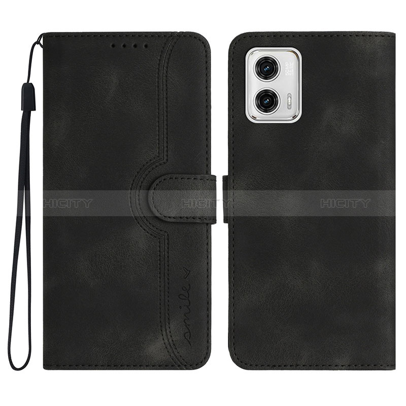 Coque Portefeuille Livre Cuir Etui Clapet YX2 pour Motorola Moto G73 5G Noir Plus