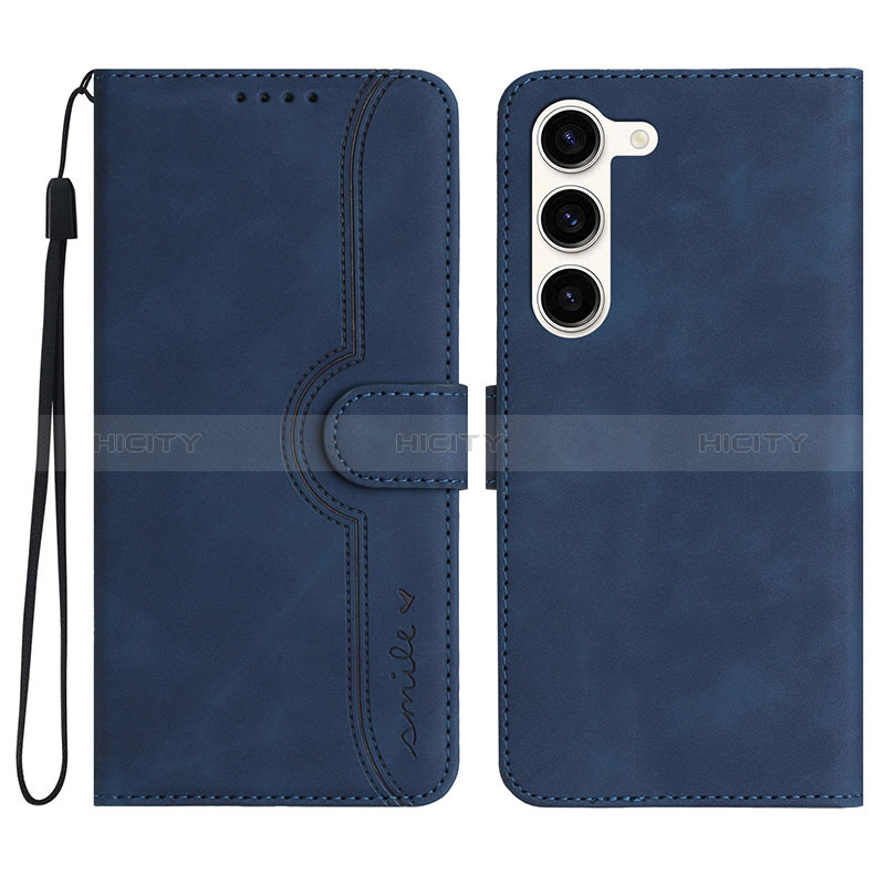 Coque Portefeuille Livre Cuir Etui Clapet YX2 pour Samsung Galaxy S22 5G Bleu Plus
