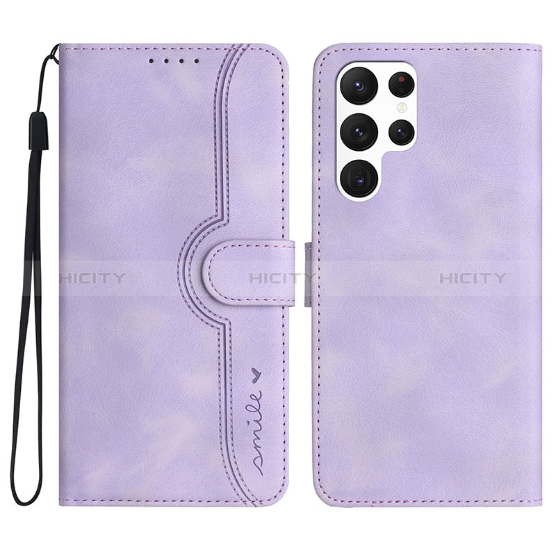 Coque Portefeuille Livre Cuir Etui Clapet YX2 pour Samsung Galaxy S23 Ultra 5G Violet Plus