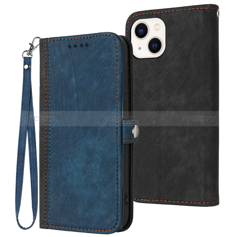 Coque Portefeuille Livre Cuir Etui Clapet YX3 pour Apple iPhone 13 Bleu Plus