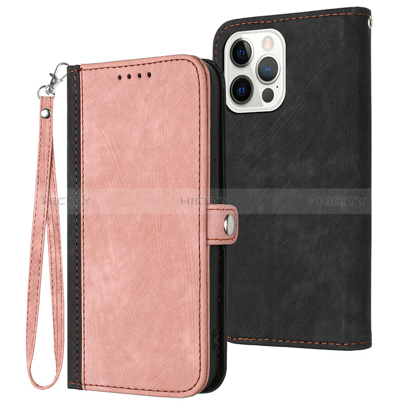 Coque Portefeuille Livre Cuir Etui Clapet YX3 pour Apple iPhone 13 Pro Max Or Rose Plus