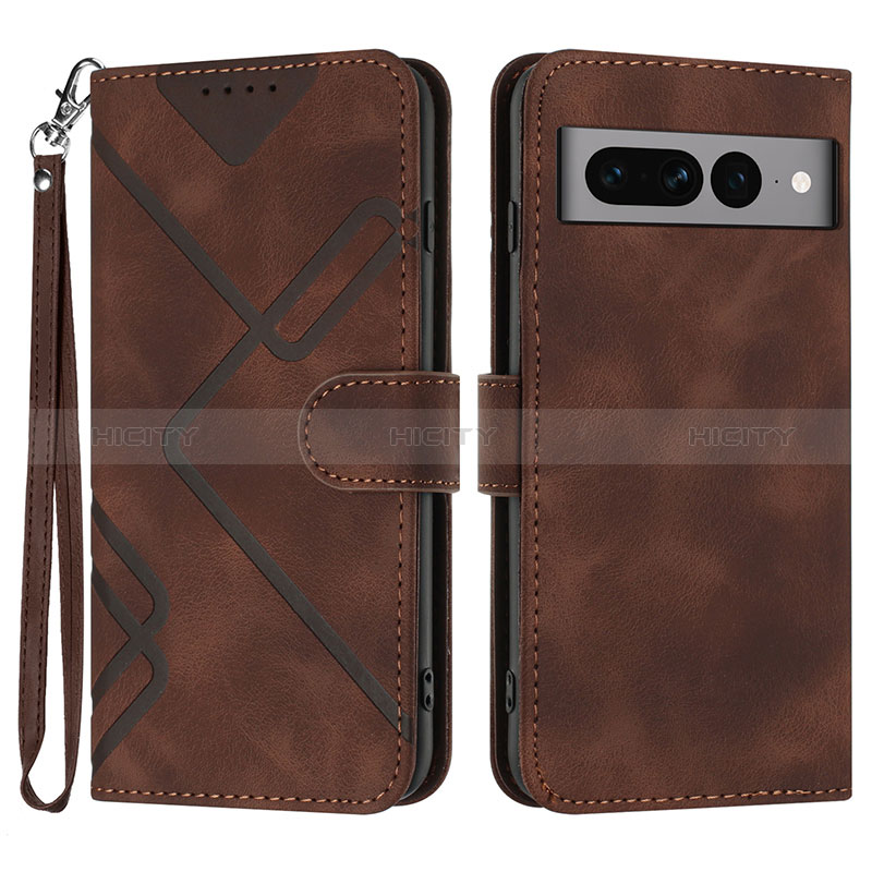 Coque Portefeuille Livre Cuir Etui Clapet YX3 pour Google Pixel 7 Pro 5G Marron Plus