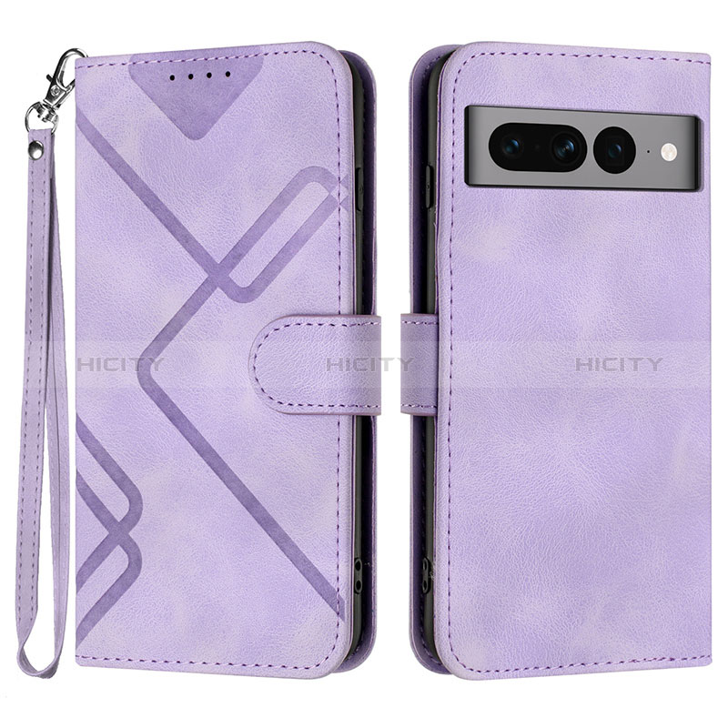 Coque Portefeuille Livre Cuir Etui Clapet YX3 pour Google Pixel 7 Pro 5G Violet Plus