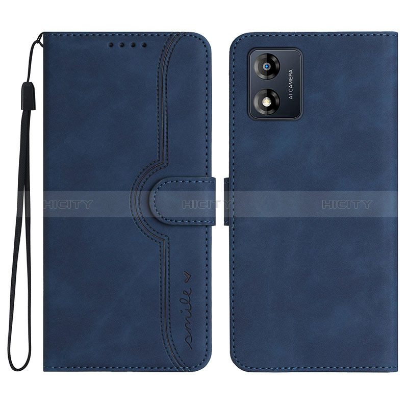 Coque Portefeuille Livre Cuir Etui Clapet YX3 pour Motorola Moto E13 Bleu Plus