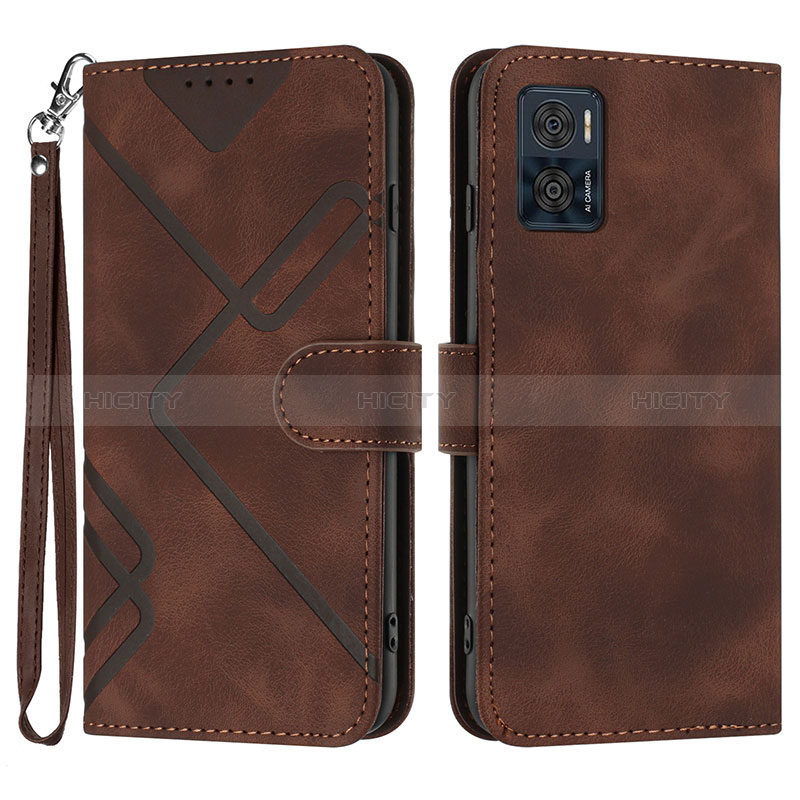 Coque Portefeuille Livre Cuir Etui Clapet YX3 pour Motorola Moto E22 Marron Plus