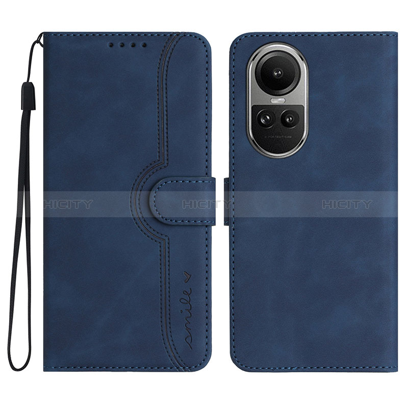 Coque Portefeuille Livre Cuir Etui Clapet YX3 pour Oppo Reno10 5G Bleu Plus