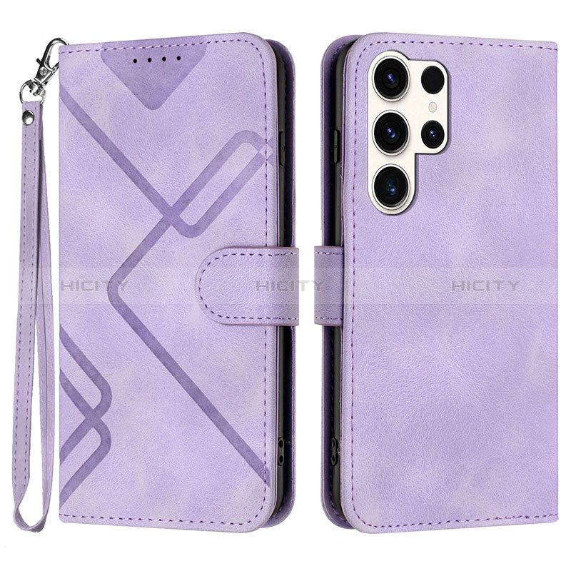 Coque Portefeuille Livre Cuir Etui Clapet YX3 pour Samsung Galaxy S22 Ultra 5G Violet Plus