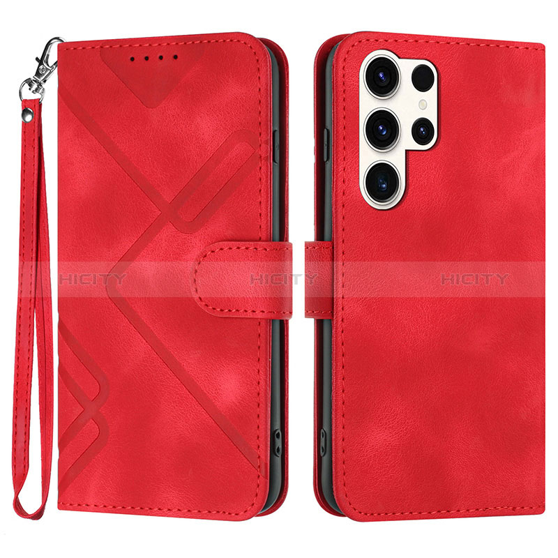 Coque Portefeuille Livre Cuir Etui Clapet YX3 pour Samsung Galaxy S23 Ultra 5G Rouge Plus