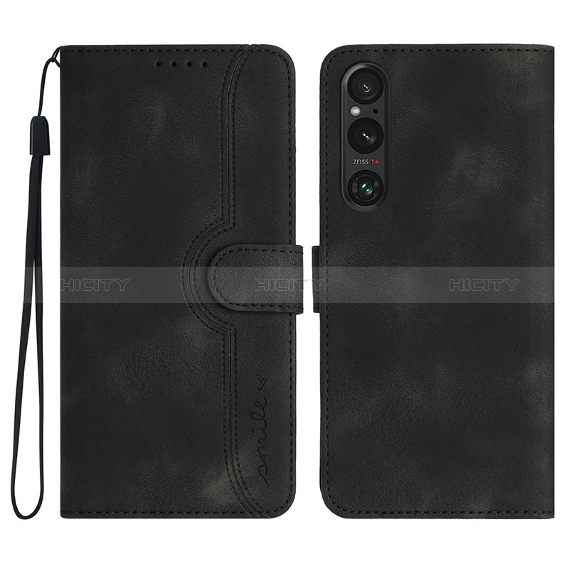 Coque Portefeuille Livre Cuir Etui Clapet YX3 pour Sony Xperia 1 V Noir Plus