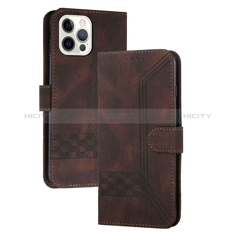 Coque Portefeuille Livre Cuir Etui Clapet YX4 pour Apple iPhone 13 Pro Marron Plus